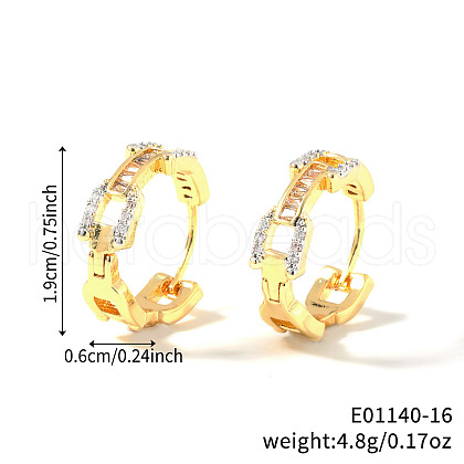 Fashionable Brass Cubic Zirconia Ring Hoop Earrings DR3389-12-1