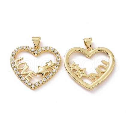 Brass Cubic Zirconia Pendants KK-G453-01G-02-1