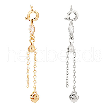   4Pcs 2 Colors Alloy & Brass Chain Extender with Cubic Zirconia FIND-PH0017-99-1