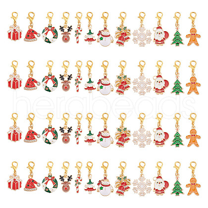 Christmas Theme Alloy Enamel Pendant Decorations HJEW-GO00040-1