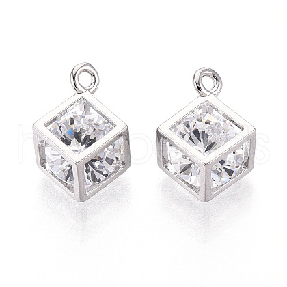 Brass Micro Pave Cubic Zirconia Charms KK-N264-02B-P-1