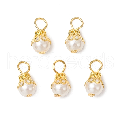 Round Imitation Pearl Acrylic  Pendants PALLOY-JF04002-01-1