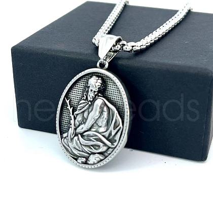 Greek Mythology Stainless Steel Jesus Pendant Vintage Hip Hop Necklaces for Men YZ4938-1