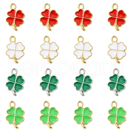 16Pcs 4 Colors Rack Plating Alloy Enamel Pendants ENAM-FS0001-76-1