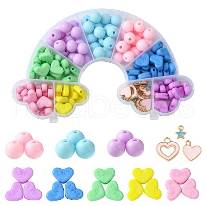 DIY Round & Heart Acrylic Beads Bracelets Jewelry Kits DIY-FS0006-28-1