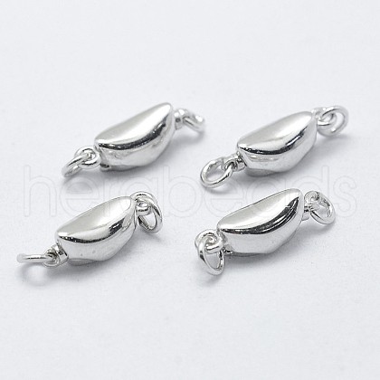 Anti-Tarnish Rhodium Plated 925 Sterling Silver Box Clasps STER-F037-032P-1