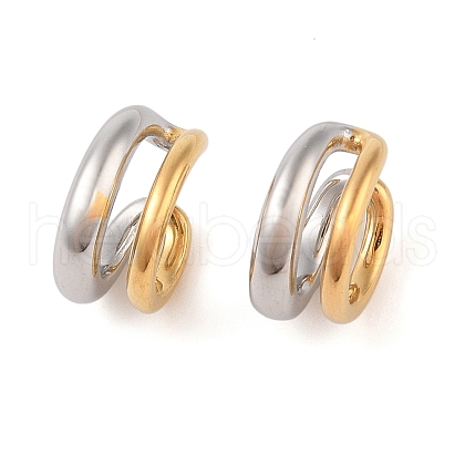 304 Stainless Steel Two Tone Cuff Earrings for Women EJEW-Z070-01G-1
