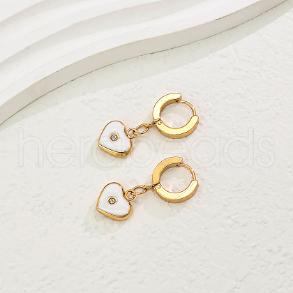 Elegant Stainless Steel Heart Hoop Earrings LN7858-3-1