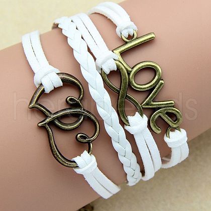 PU Leather & Hemp Cord Multi-strand Bracelets WG4AB3D-02-1