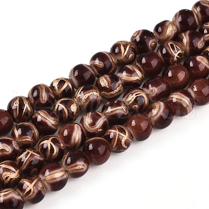 Baking Painted Glass Beads Strands DGLA-N010-6mm-08-1