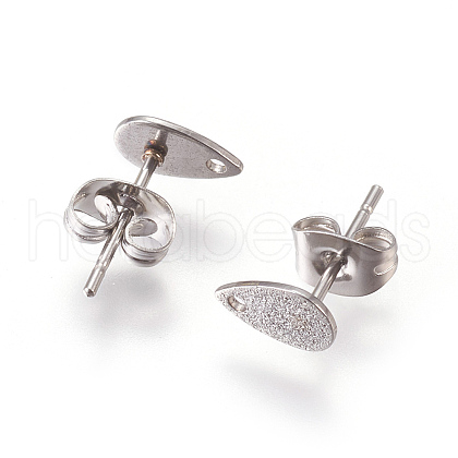 Non-Tarnish Ion Plating(IP) 304 Stainless Steel Stud Earring Findings for Dangle Charms STAS-L216-05B-P-1