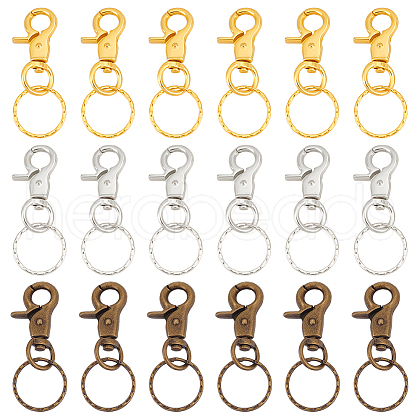   18Pcs 3 Colors Iron Swivel Clasps with Key Rings HJEW-PH0001-79-1