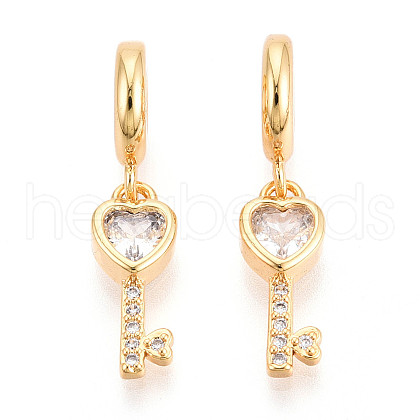 Brass Micro Pave Cubic Zirconia Pendants KK-N271-19G-1