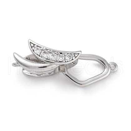 Brass Micro Pave Clear Cubic Zirconia Fold Over Clasps KK-C075-25P-1