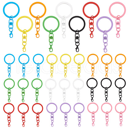   36Pcs 9 Colors Spray Painted Iron Keychain Swivel Clasps FIND-AR0004-01-1