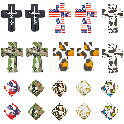 SUNNYCLUE 20Pcs 10 Styles Silicone Focal Beads SIL-SC0002-05-1