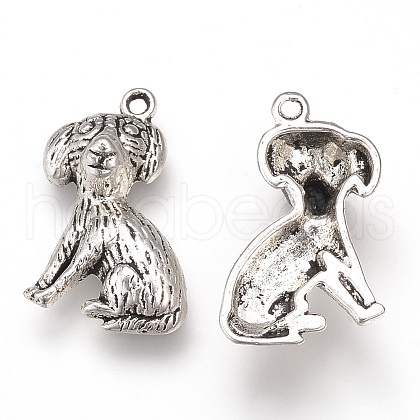 Tibetan Style Alloy Puppy Pendants TIBEP-T002-05AS-RS-1