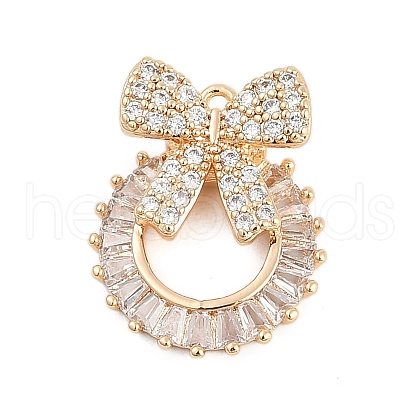 Brass Cubic Zirconia with Glass Pendants KK-Q026-23G-1