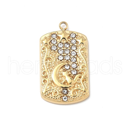 304 Stainless Steel Rhinestone Pendants STAS-U054-04G-1