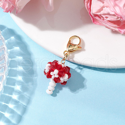 Handmade Glass Seed Beaded Pendant Decorations HJEW-MZ00202-01-1