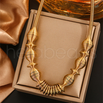 304 Stainless Steel Irregular Twisted Chain Spiral Bib Necklaces for Women NJEW-B127-01G-05-1