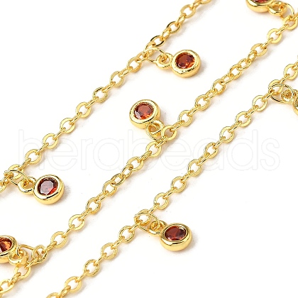 Brass Cubic Zirconia Cable Chains CHC-H112-02G-05-1