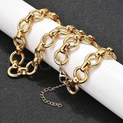 304 Stainless Steel Twisted Ring Link Chain Necklaces NJEW-R023-12G-1