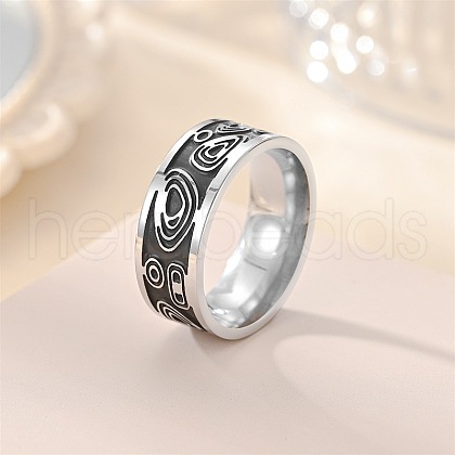 Retro 304 Stainless Steel Enamel Finger Rings for Men FS-WG366A7-14-1