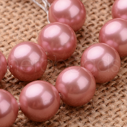 Polished Round Grade A Shell Pearl Bead Strands BSHE-M027-6mm-13-1