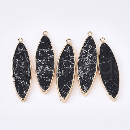 Electroplate Synthetic Turquoise Big Pendants G-S344-86D-1