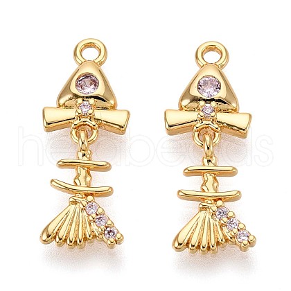 Brass Micro Pave Cubic Zirconia Pendants KK-N263-80G-1