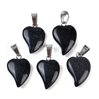 Synthetic Blue Goldstone Heart Pendants G-H073-03P-09-1
