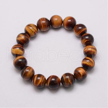 Natural & Dyed Tiger Eye Stretch Bracelets G-N0034-02-8mm-1