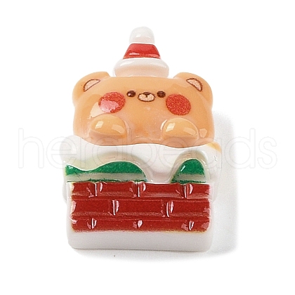 Christmas Bear Theme Opaque Resin Decoden Cabochons RESI-S397-02G-1