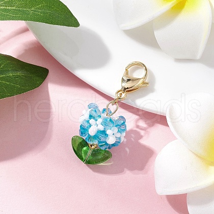 Flower Glass Pendant Decorations HJEW-MZ00218-03-1