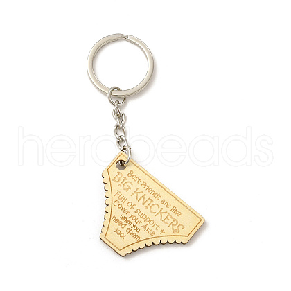 Natural Wood Briefs with Word Keychains WOOD-B006-01-1