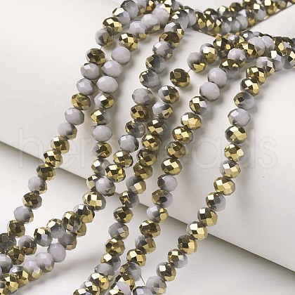 Electroplate Opaque Glass Beads Strands EGLA-A034-P4mm-O15-1