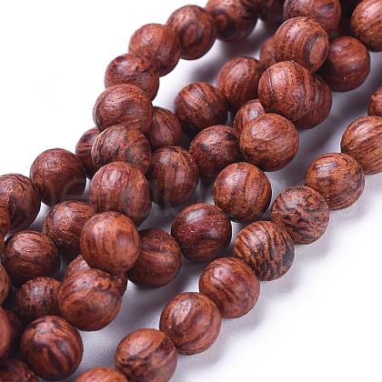 Wood Beads Strands WOOD-F008-03-C-1