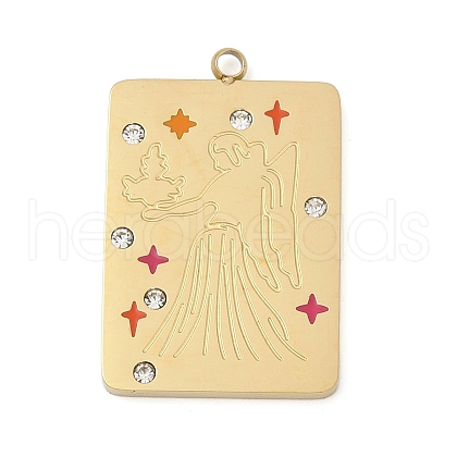 304 Stainless Steel Rhinestones Pendants STAS-D306-01G-F-1