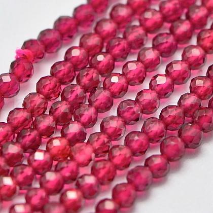 Glass Imitation Red Corundum Beads Strands X-G-K207-01E-01-1