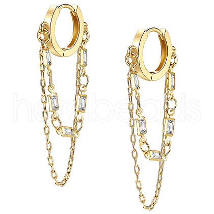 Round Brass Micro Pave Clear Cubic Zirconia Hoop Earrings FS-WG18906-01-1