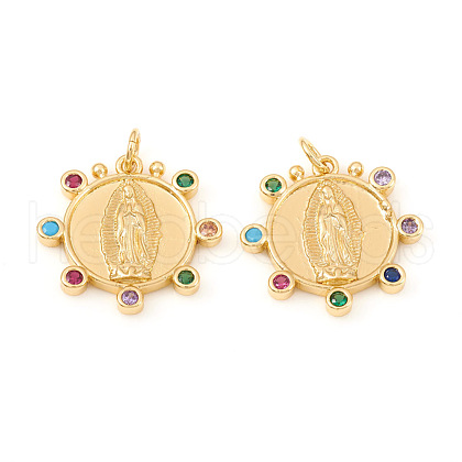 Brass Micro Pave Cubic Zirconia Pendants KK-I672-34G-1