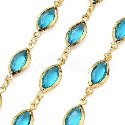 Brass Glass Horse Eye Link Chains CHC-R001-03G-04-1