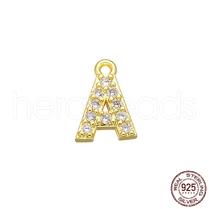 Real 18K Gold Plated 925 Sterling Silver Micro Pave Clear Cubic Zirconia Charms STER-P054-10G-A-1
