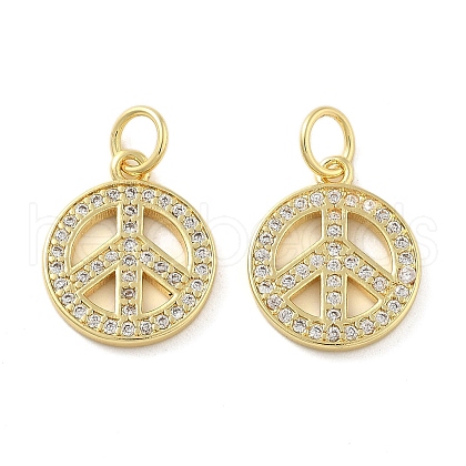 Brass Micro Pave Cubic Zirconia Charms KK-C092-04G-1
