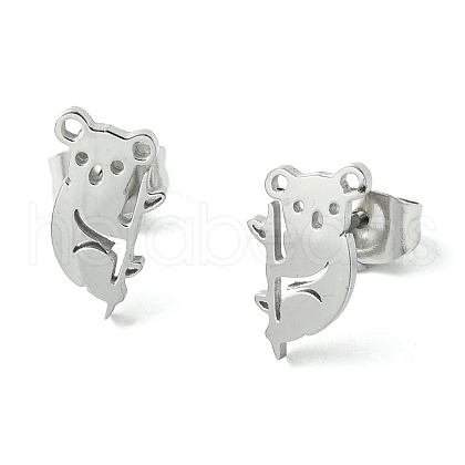 Cute Little Animal Theme 304 Stainless Steel Stud Earrings EJEW-B041-02I-P-1
