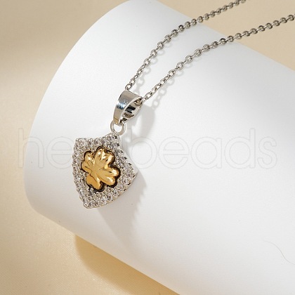 Elegant Brass Micro Pave Clear Cubic Zirconia Pendant Necklaces FA0989-2-1