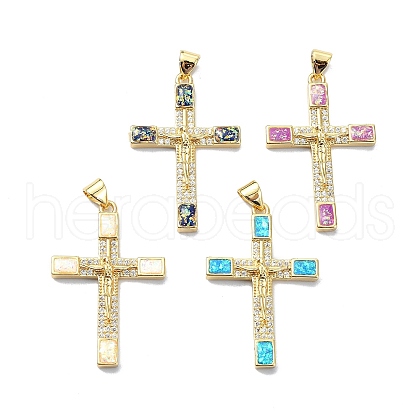 Religion Theme Brass Micro Pave Clear Cubic Zirconia Pendants KK-A221-22G-1