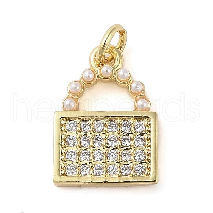 Brass Micro Pave Clear Cubic Zirconia Pendants KK-Q813-08B-G-1