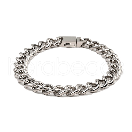 Non-Tarnish 304 Stainless Steel Cuban Link Chain Bracelet NJEW-D050-02B-P-1